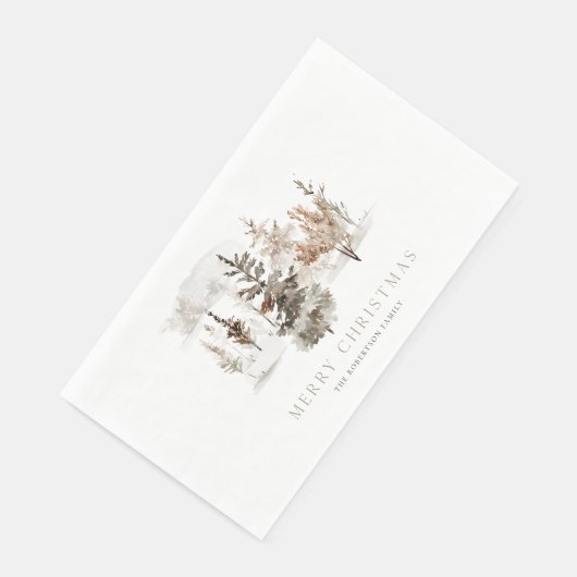 Kerst Waterverf Winterlandschap Servet (Hoek)