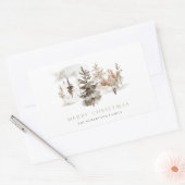 Kerst Waterverf Winterlandschap Sticker (Envelop)