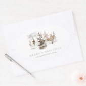 Kerst Waterverf Winterlandschap Sticker (Envelop)