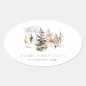 Kerst Waterverf Winterlandschap Sticker (Voorkant)