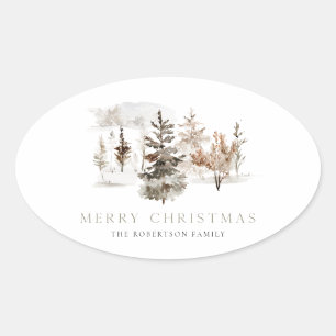 Kerst Waterverf Winterlandschap Sticker