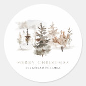 Kerst Waterverf Winterlandschap Sticker (Voorkant)