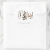 Kerst Waterverf Winterlandschap Sticker (Tas)