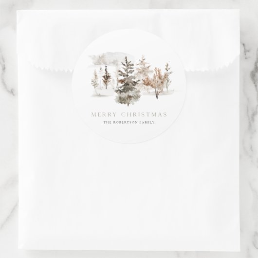 Kerst Waterverf Winterlandschap Sticker (Tas)