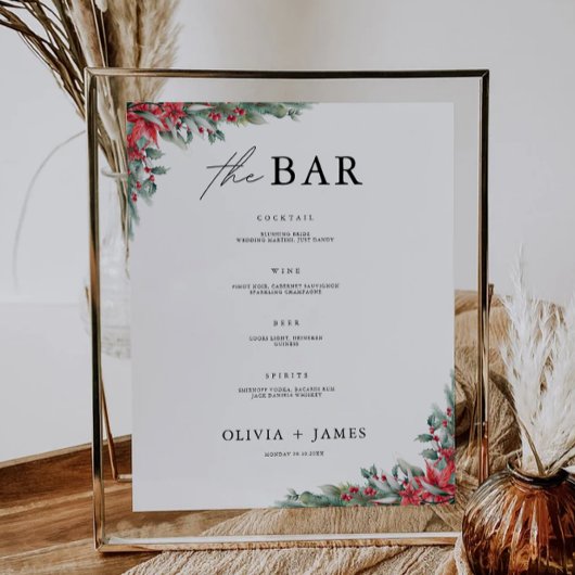 Kerst Wedding Bar Menu Sign Sjabloon Poster