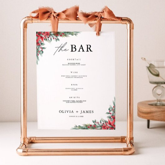 Kerst Wedding Bar Menu Sign Sjabloon Poster