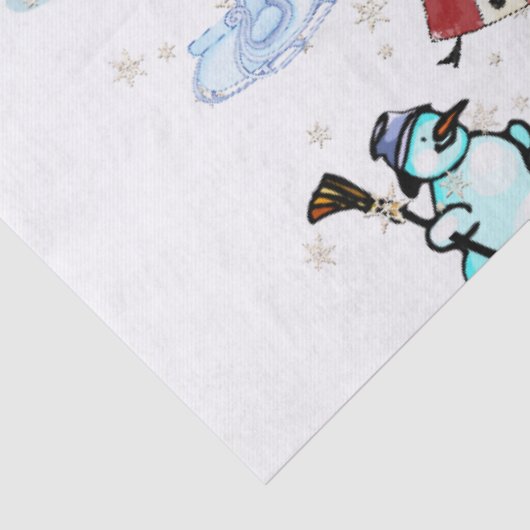 Kerst Weefsel Papier Pinguïn Sneeuwman Vis (Detail)