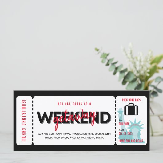 Kerst Weekend Getaway Cadeaubon Ticket (Staand voorkant)