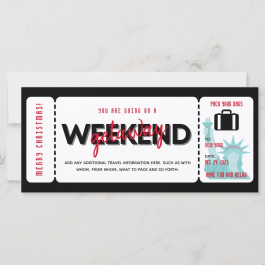Kerst Weekend Getaway Cadeaubon Ticket (Voorkant)