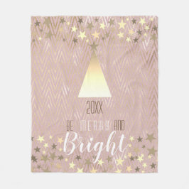 Kerst Wees vrolijk en helder Roos goud Fleece Deken