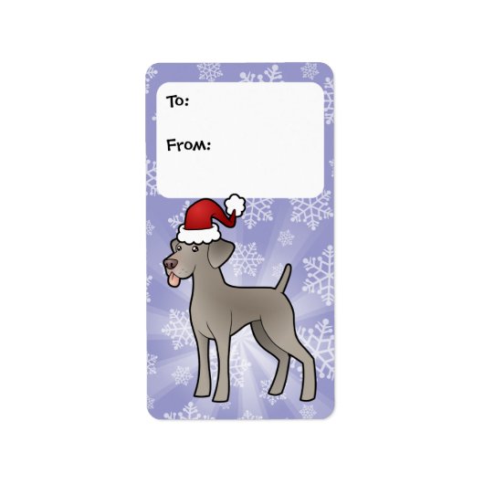 Kerst Weimaraner Gift Labels (Voorkant)