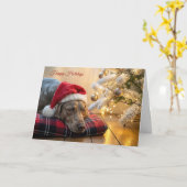Kerst Weimaraner Hond Bij een Boom Kaart (Gele Bloem)