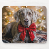 Kerst-Weimaraner-hond met rode strik Muismat (Voorkant)