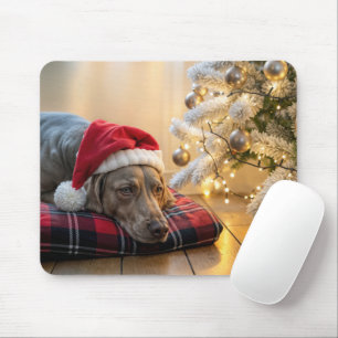 Kerst Weimaraner Hond Naast een Boom Muismat