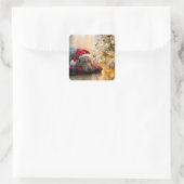 Kerst Weimaraner Hond Naast een Boom Vierkante Sticker (Tas)