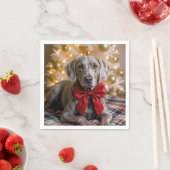 Kerst-Weimaranerhond met rode strik Servet (Insitu)