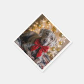 Kerst-Weimaranerhond met rode strik Servet (Hoek)