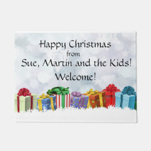 Kerst welkom mat. . Familienaam. Deurmat