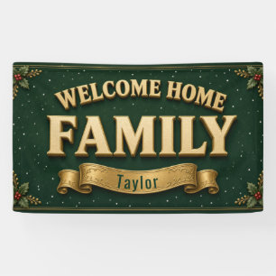 Kerst Welkom Thuis Familie Op Maat Gemaakte Vinyl Spandoek