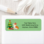 Kerst Welsh Corgi Cartoon Etiket (Insitu)