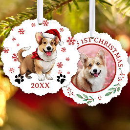 Kerst Welsh Corgi hond gepersonaliseerd Ornament Kaart