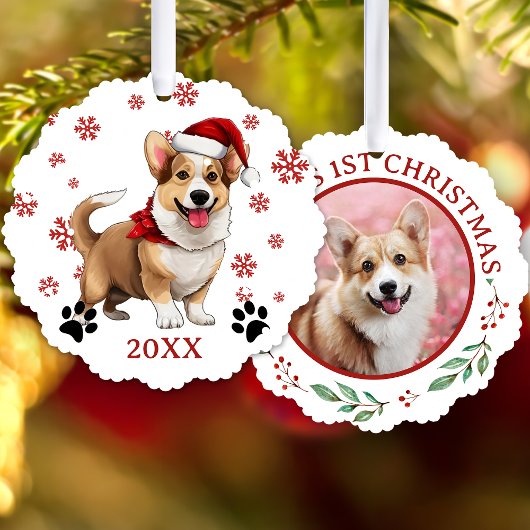 Kerst Welsh Corgi hond gepersonaliseerd Ornament Kaart