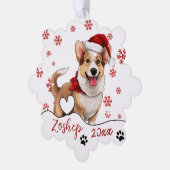 Kerst Welsh Corgi hond gepersonaliseerd Ornament Kaart (Links)