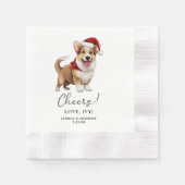 Kerst Welsh Corgi Hond Gepersonaliseerde Proost Servet (Voorkant)