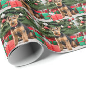 Kerst Welsh Terrier met geschenken Cadeaupapier (Rol Hoek)