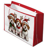 Kerst Welsh Wire Fox Terrier Honden Groot Cadeauzakje (Voorkant Gekanteld)