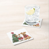 Kerst Welsh Wire Fox Terrier Honden Kartonnen Onderzetters (Insitu)