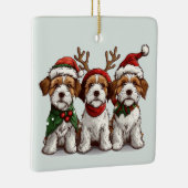 Kerst Welsh Wire Fox Terrier Honden Keramisch Ornament (Rechts)