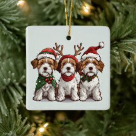 Kerst Welsh Wire Fox Terrier Honden Keramisch Ornament