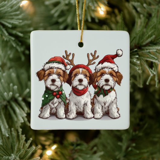 Kerst Welsh Wire Fox Terrier Honden Keramisch Ornament (Boom)