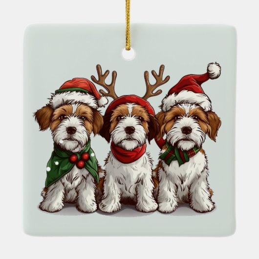 Kerst Welsh Wire Fox Terrier Honden Keramisch Ornament (Achterkant)