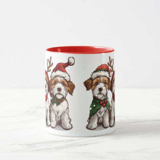 Kerst Welsh Wire Fox Terrier Honden Mok (Midden)
