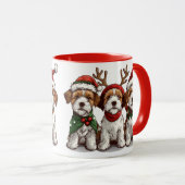 Kerst Welsh Wire Fox Terrier Honden Mok (Voorkant rechts)