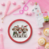 Kerst Welsh Wire Fox Terrier Honden Papieren Bordje (Feest)