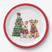 Kerst Welsh Wire Fox Terrier Honden Papieren Bordje (Voorkant)