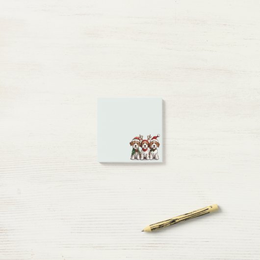 Kerst Welsh Wire Fox Terrier Honden Post-it® Notes (Op bureau)