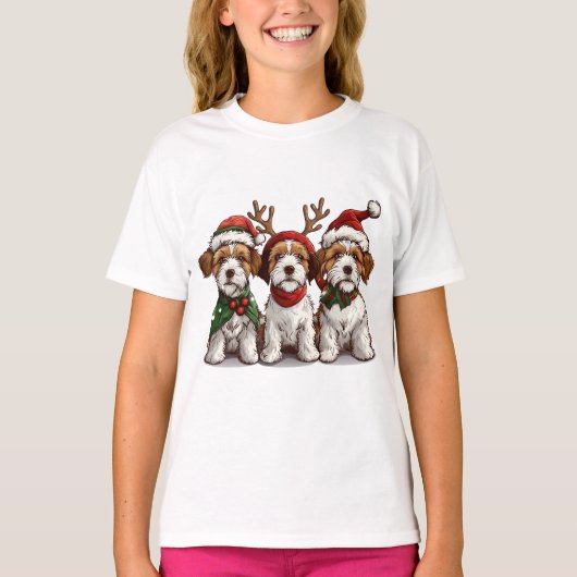 Kerst Welsh Wire Fox Terrier Honden T-shirt (Voorkant)