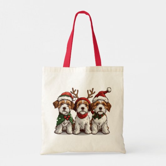 Kerst Welsh Wire Fox Terrier Honden Tote Bag (Achterkant)