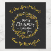 Kerst Wensen aangepaste tekst flesetiketten Wijn Etiket (Enkel label)