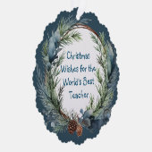 Kerst Wensen Groen Krans Leraar Ornament Kaart (Rechts)