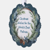 Kerst Wensen Groen Krans Mailman Ornament Kaart (Links)