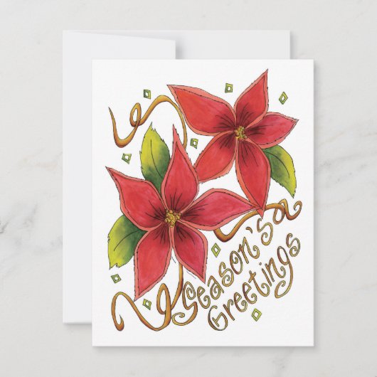 Kerst Wensen Poinsettia Uitnodiging (Voorkant)