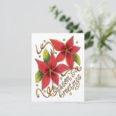 Kerst Wensen Poinsettia Uitnodiging (Staand voorkant)