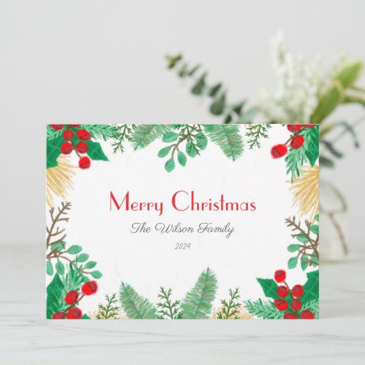 Kerst Wenskaart 2024 voor familie, vrienden Feestdagenkaart (Staand voorkant)