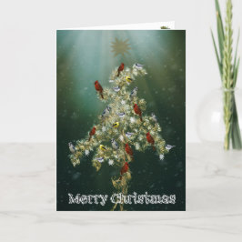 Kerst Wenskaart Goldenrod en zongvogels Feestdagen Kaart