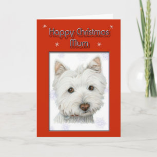 Kerst wenskaart, met schattige Westie hond Feestdagen Kaart